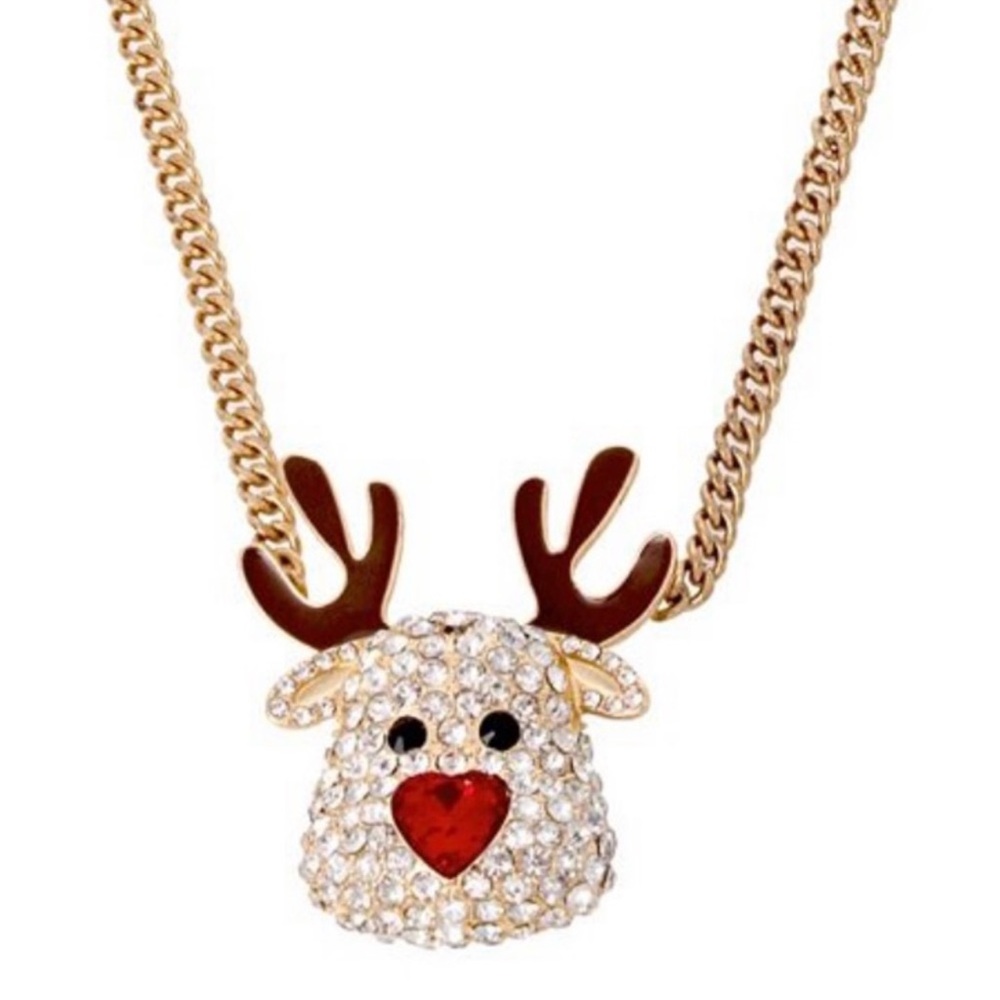 NWT Betsey Johnson Reindeer Necklace